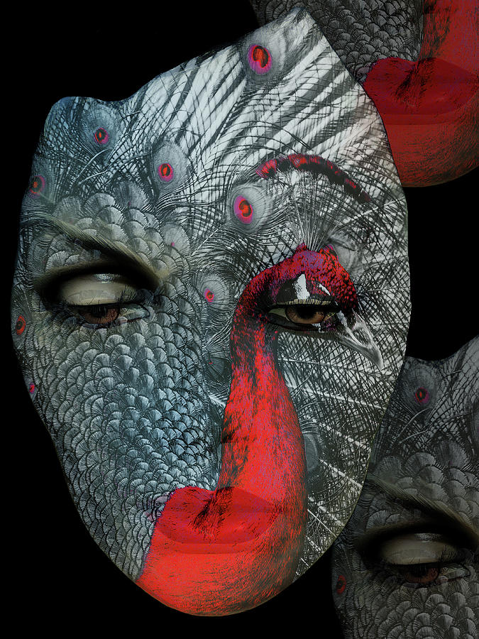 The woman with the red peacock Digital Art by Gabi Hampe