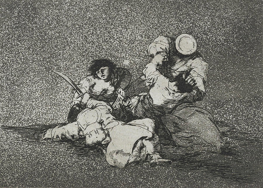 The women give courage from the series The Disasters of War Relief by Francisco Goya