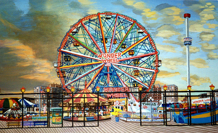 The Wonder Wheel Painting by Bonnie Siracusa