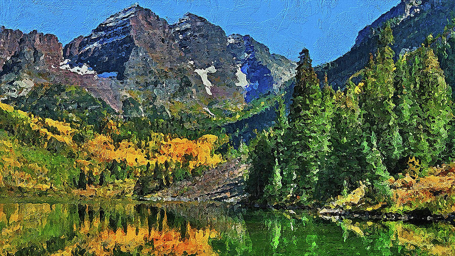 The Wonderful Maroon Bells - 02 Painting by AM FineArtPrints