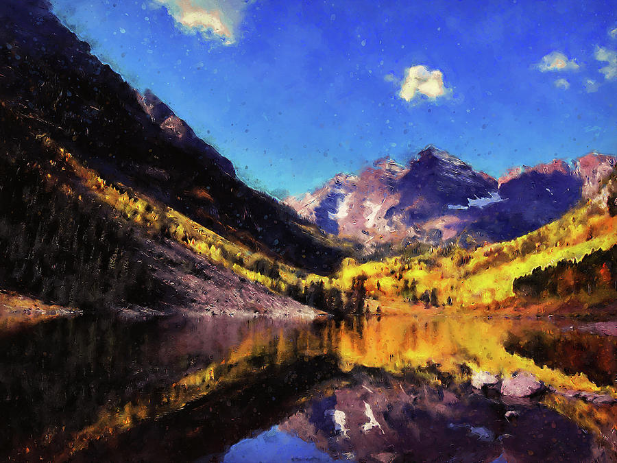Nature Painting - The Wonderful Maroon Bells - 03 by AM FineArtPrints
