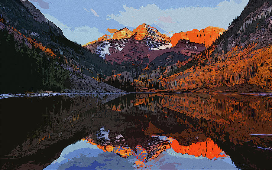 The Wonderful Maroon Bells  Painting by AM FineArtPrints