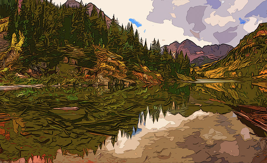 Nature Painting - The Wonderful Maroon Bells in Autumn by AM FineArtPrints