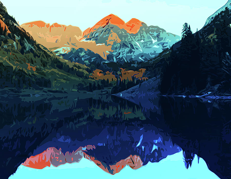 The Wonderful Maroon Bells - Landscapes of USA Painting by AM FineArtPrints