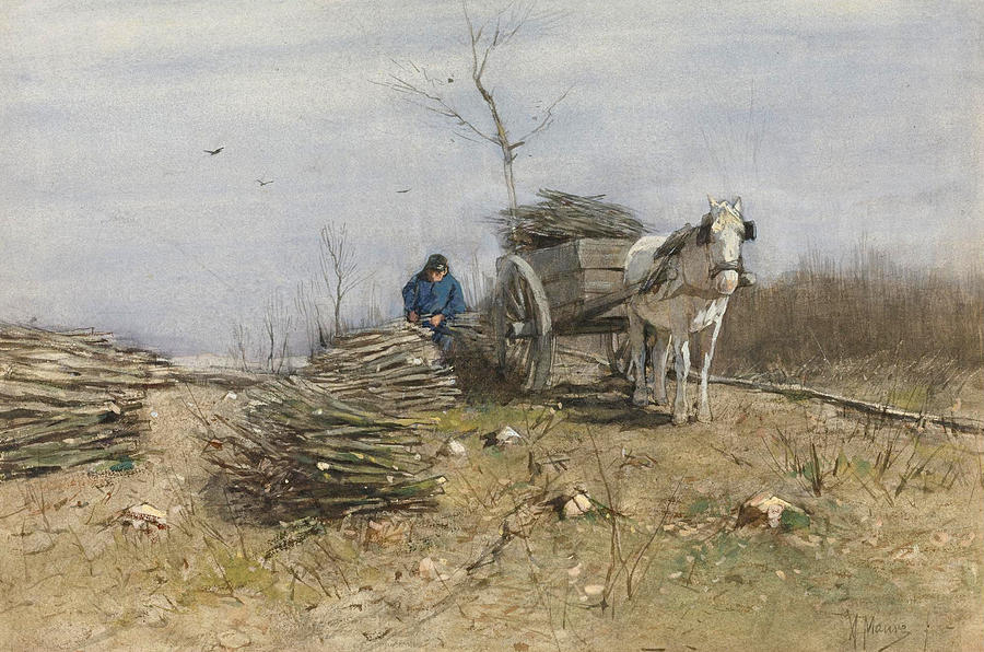 The Wood Gatherer Drawing by Anton Mauve