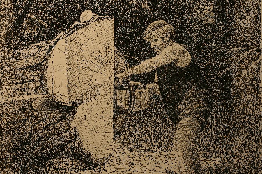 The Woodcutter Drawing by Terry Perham