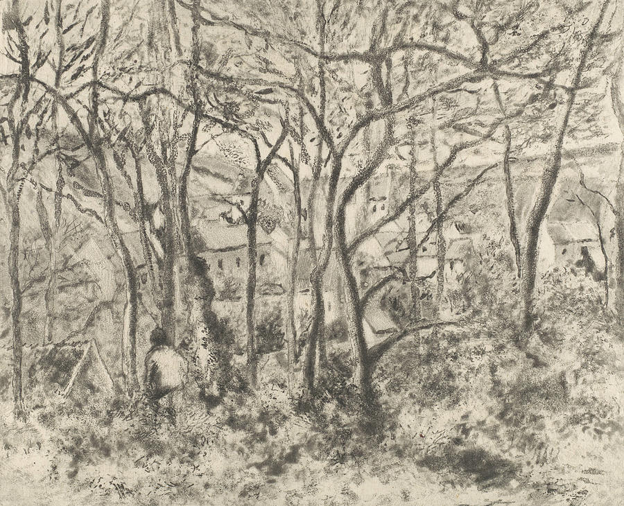 The Woods at LHermitage, Pontoise Relief by Camille Pissarro