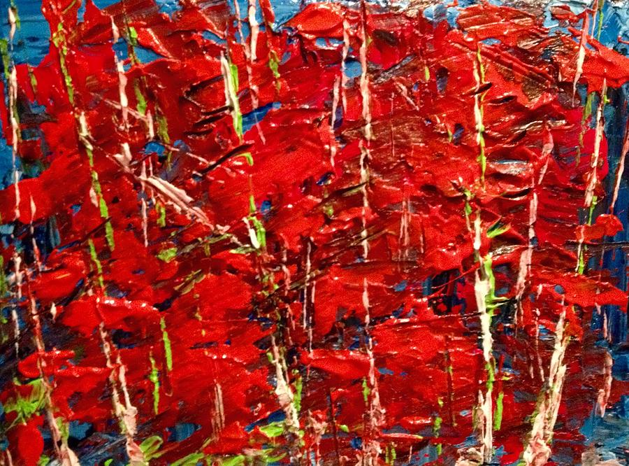 The Woods awash in Reds Painting by Desmond Raymond