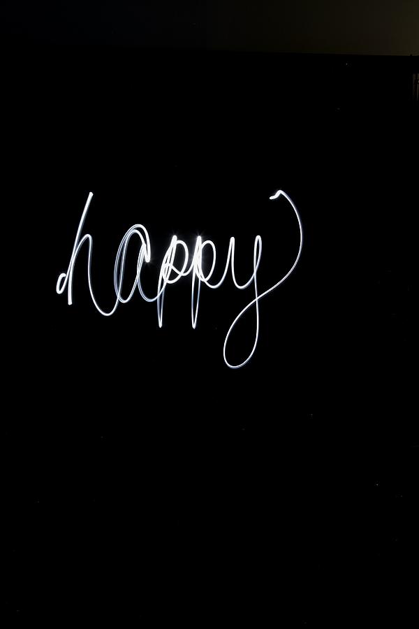 Background Photograph - The Word Happy In White Light by Gillham Studios