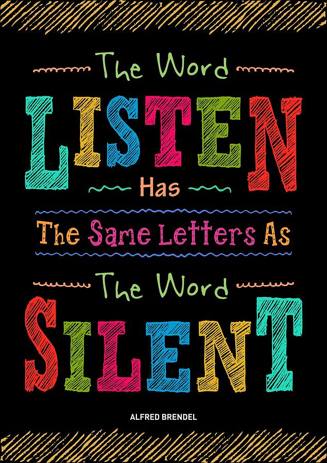 The Word Listen Motivational Quotes poster Digital Art by Lab No 4