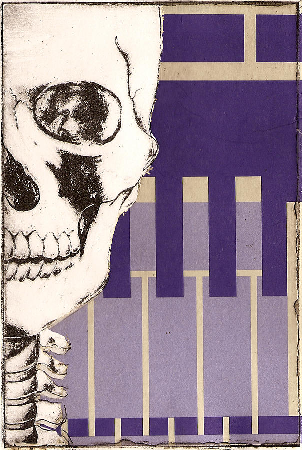 Chine Colle Mixed Media - The Works Skull by Kimberly Lavon Chine Colle Mixed Media - The Works Skull by Kimberly Lavon