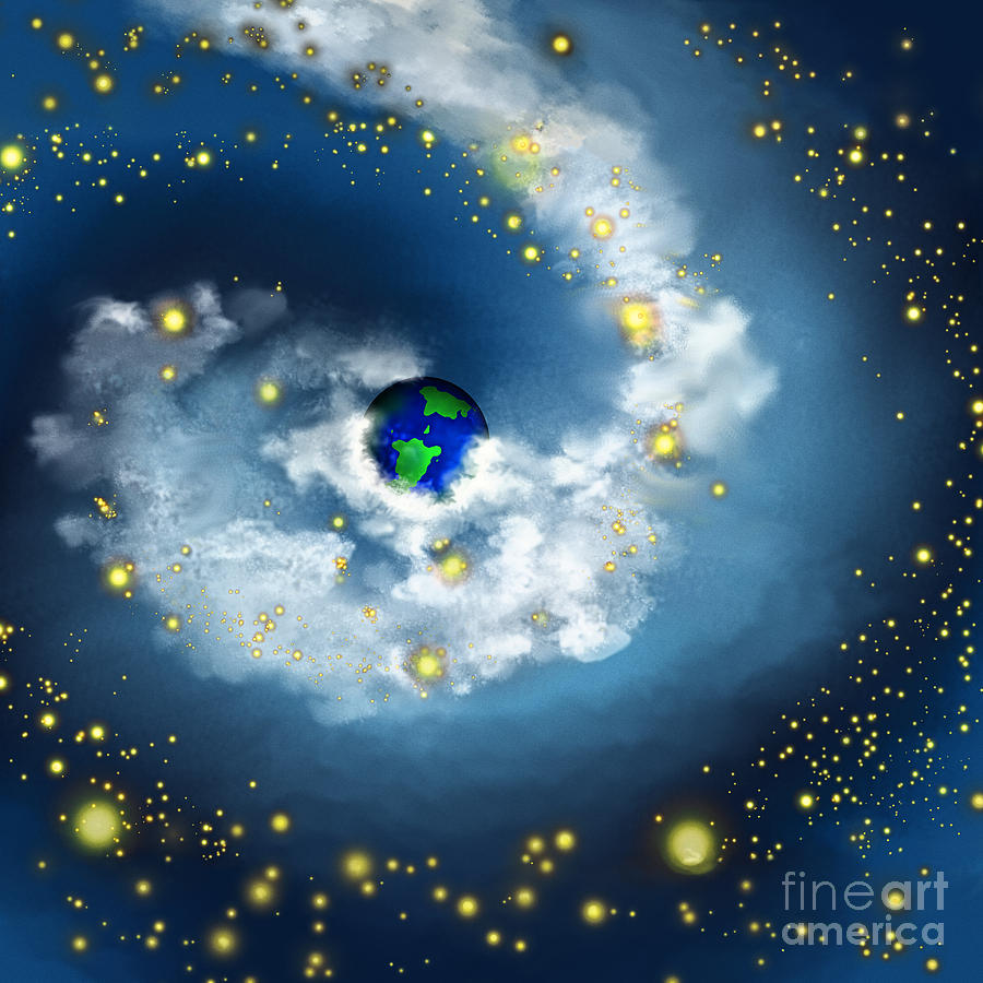 Space Painting - The World In His Hands by Two Hivelys