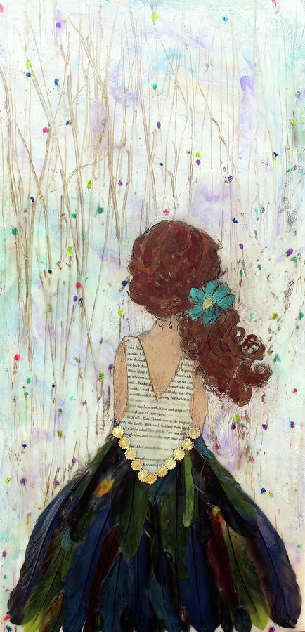 Feather Mixed Media - The world is her stage by Marcia Streithorst