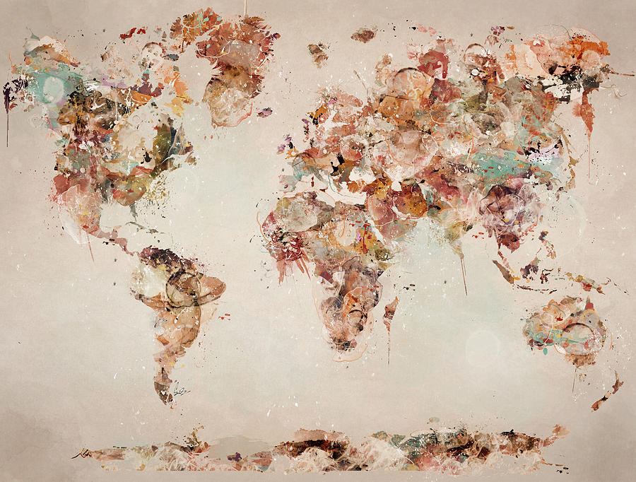 Map Painting - The World Map by Bri Buckley