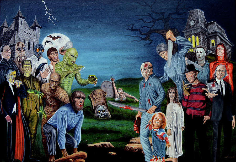 Horror Painting - The World Of Classic Horror by Tony Banos
