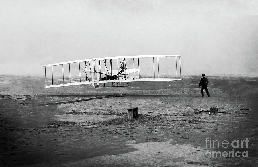 The Wright Brothers First Powered Flight - Centered Image Photograph by Doc Braham