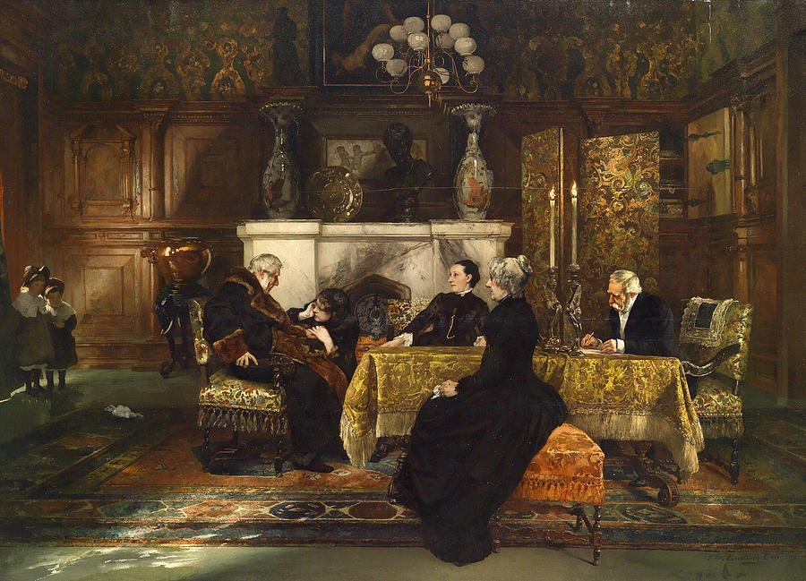The Writing of the Will Painting by Christian Ludwig Bokelmann