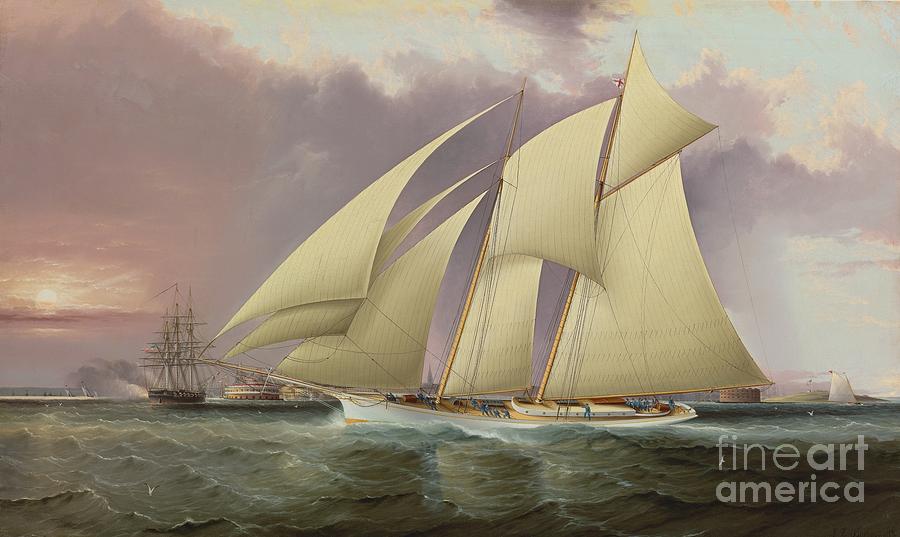 The Yacht Magic Defending America Painting by MotionAge Designs