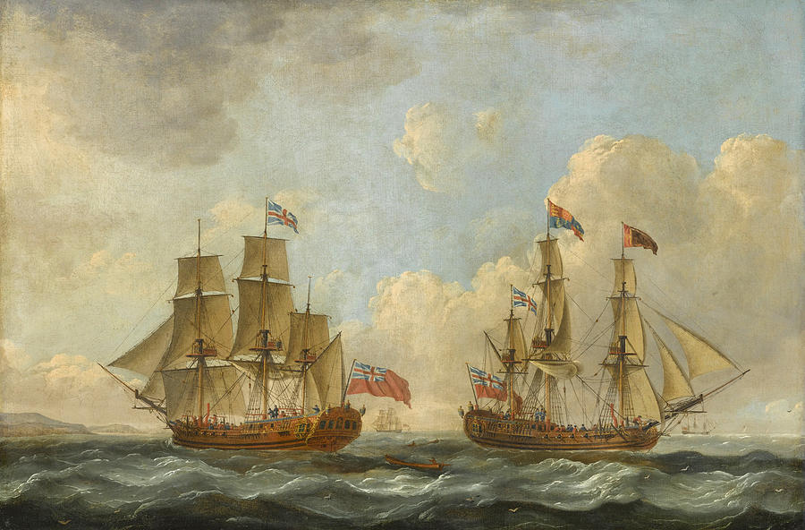 The Yacht Royal Charlotte in two positions off the Coast Painting by John Cleveley the Elder