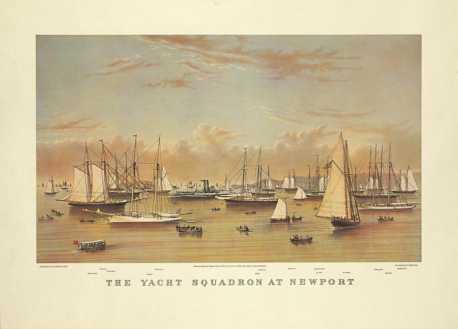 The Yacht Squadron at Newport Painting by Nautical Chartworks