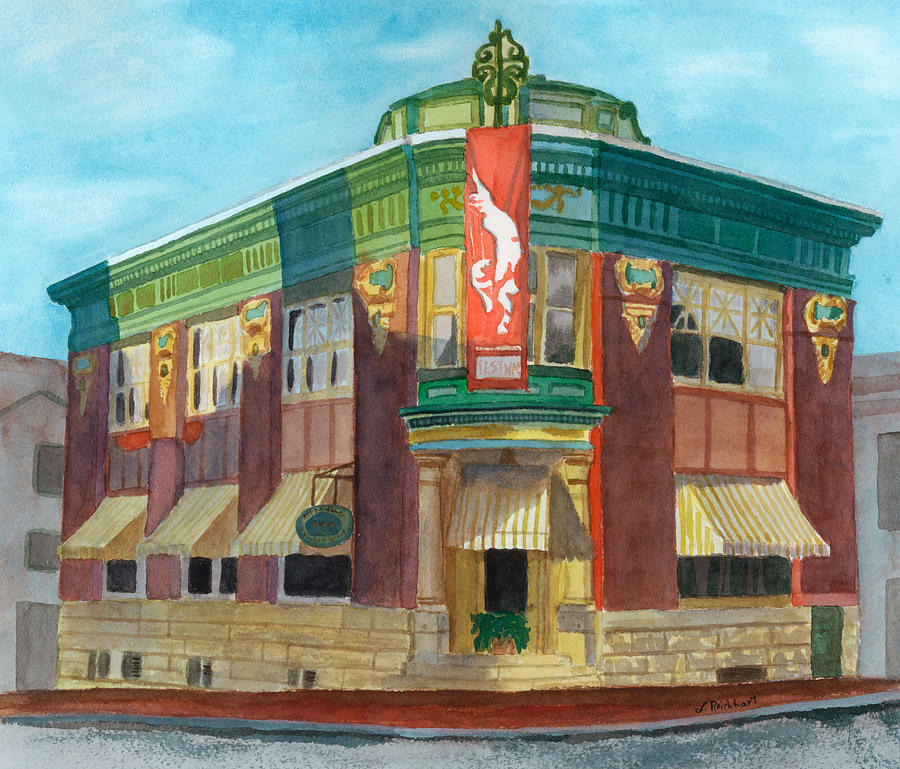 The Yellow Brick Bank Restaurant Painting by Lynne Reichhart