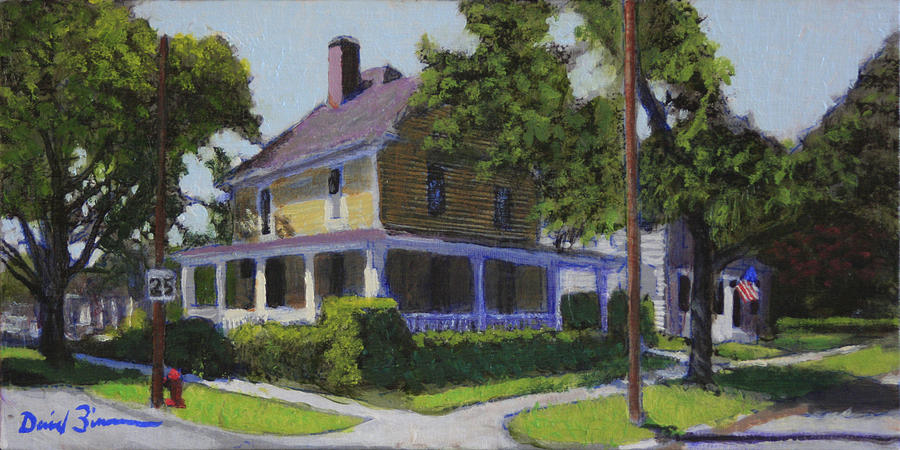 Yellow House Painting - The Yellow House on the Corner by David Zimmerman