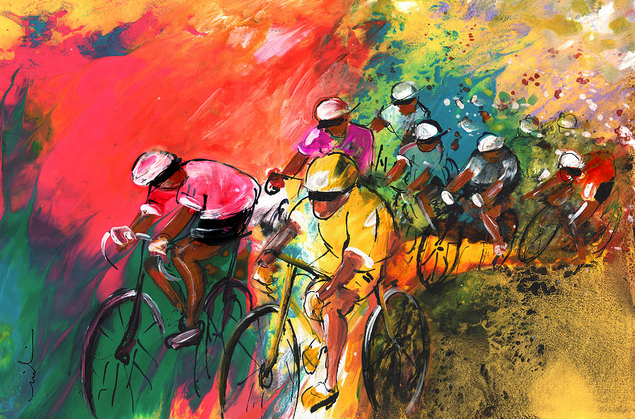 Sports Painting - The Yellow River Of The Tour De France by Miki De Goodaboom