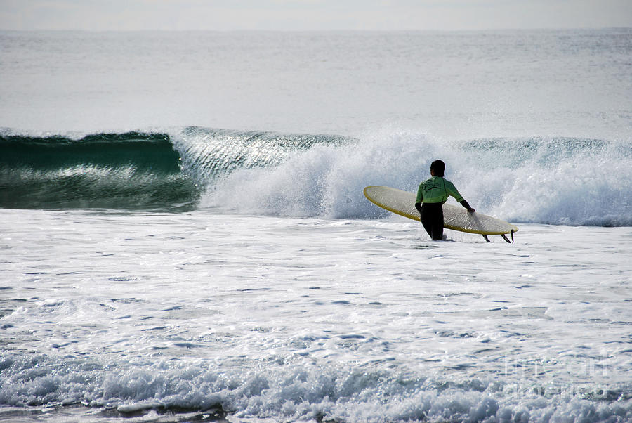 Beach Photograph - The Yellow Surfboard by Joe Scoppa