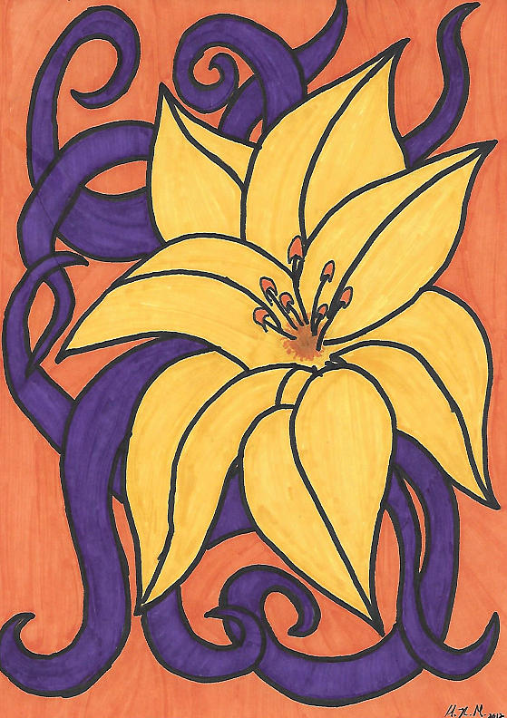 Flower Drawing - The Yellowflower by Melissa Maffeo