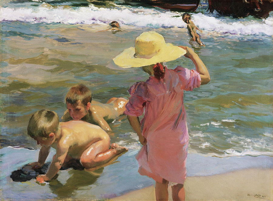 Game Painting - The Young Amphibians by Joaquin Sorolla Y Bastida.