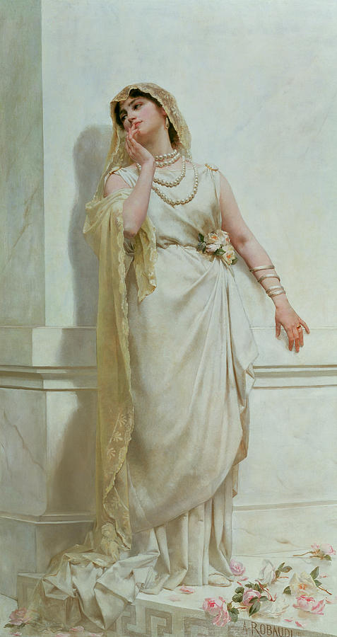 Greek Painting - The Young Bride by Alcide Theophile Robaudi