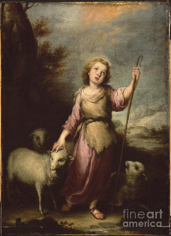Sheep Painting - The Young Christ as the Good  by MotionAge Designs