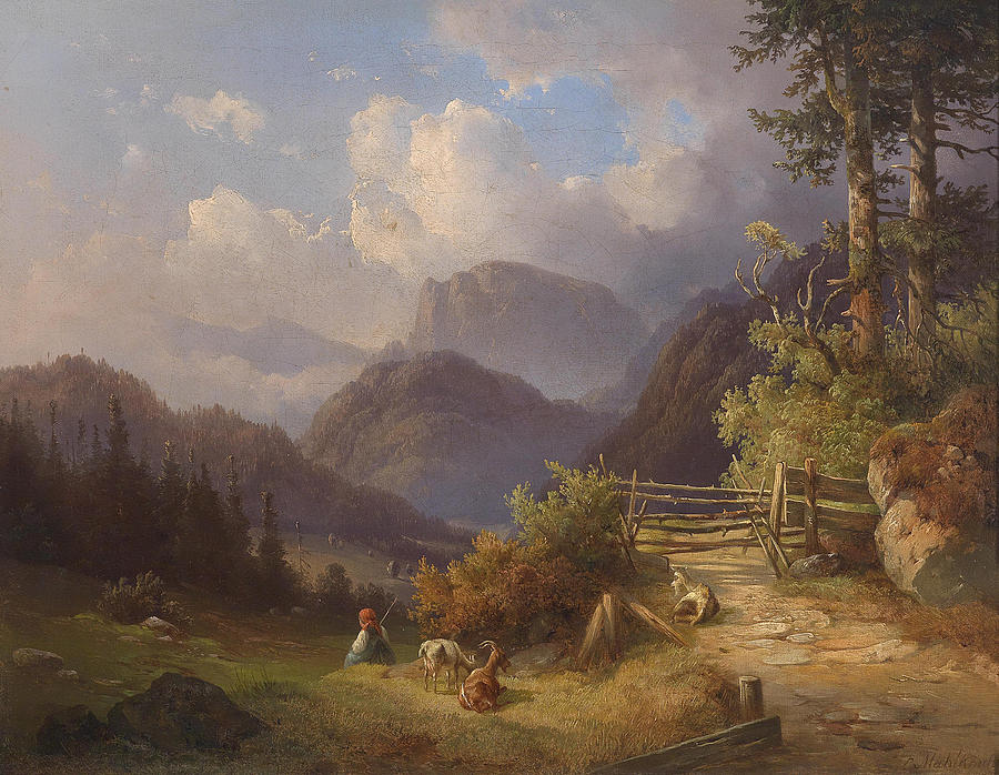 The Young Goatherd Painting by Edmund Mahlknecht