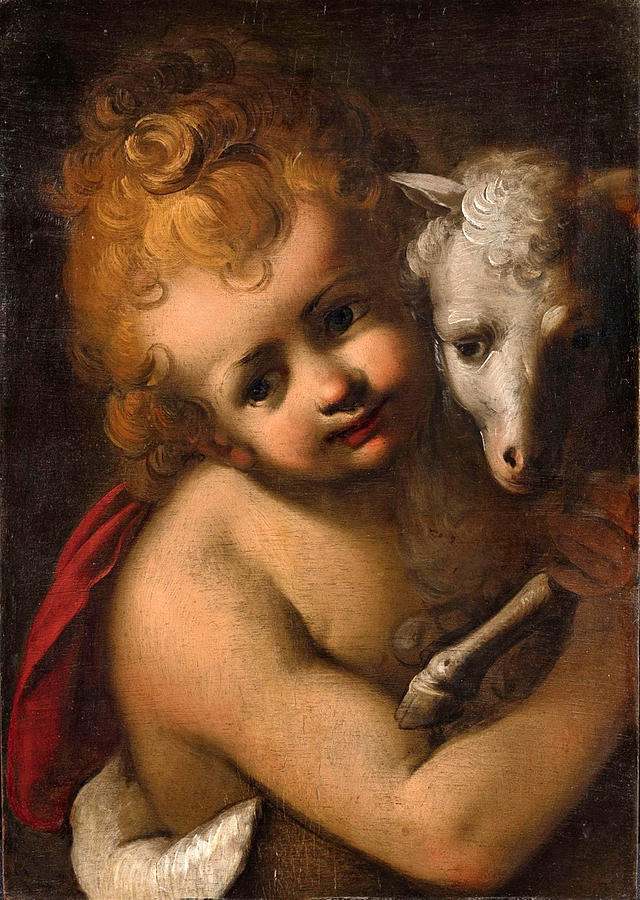 The Young Saint John the Baptist with a Lamb  Painting by Circle of Sisto Badalocchio