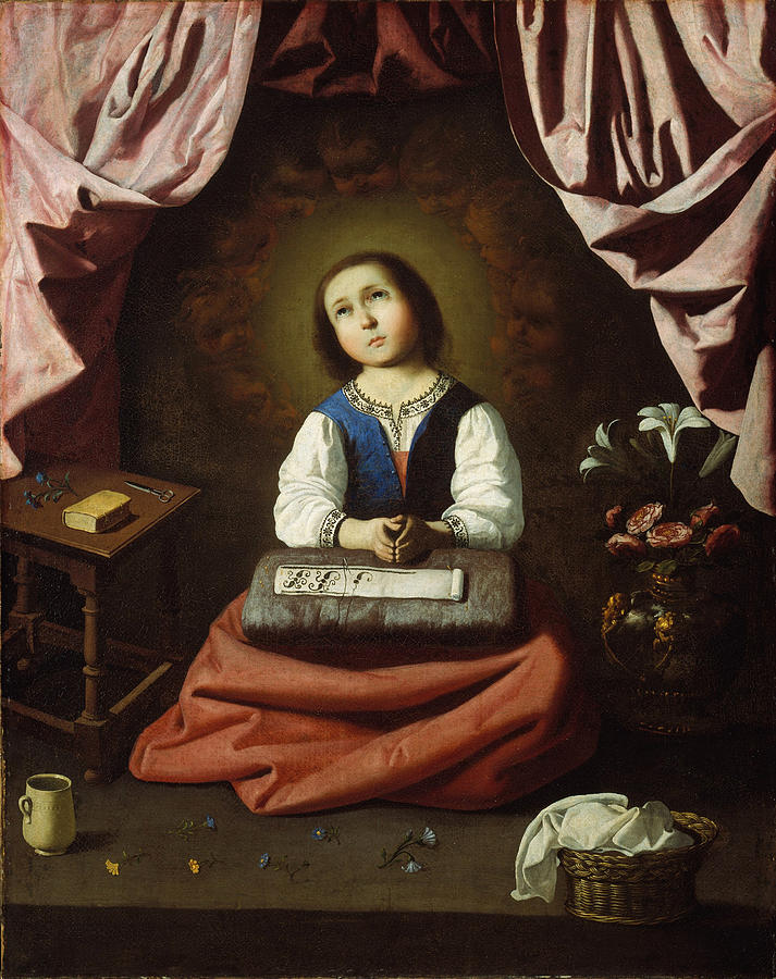 The Young Virgin Painting by Francisco de Zurbaran