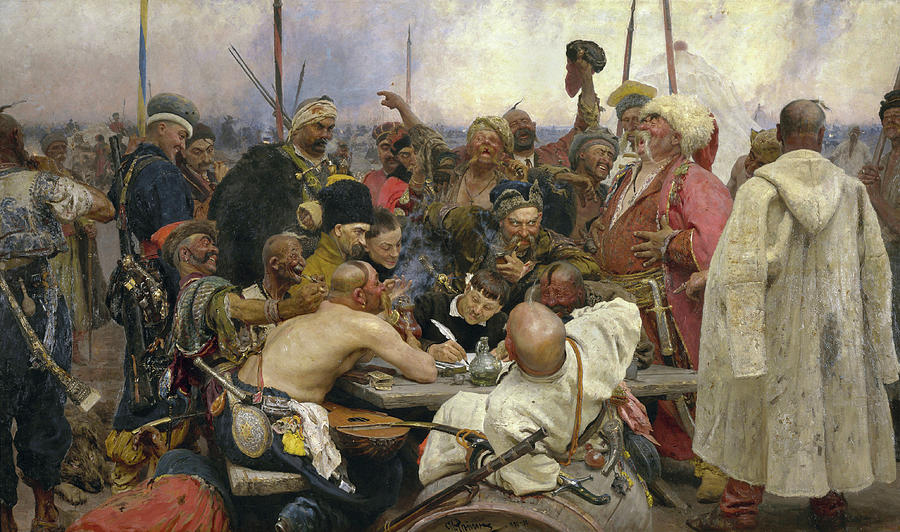 Ilya Repin Painting - The Zaporozhye Cossacks Replying to the Sultan by Ilya Repin
