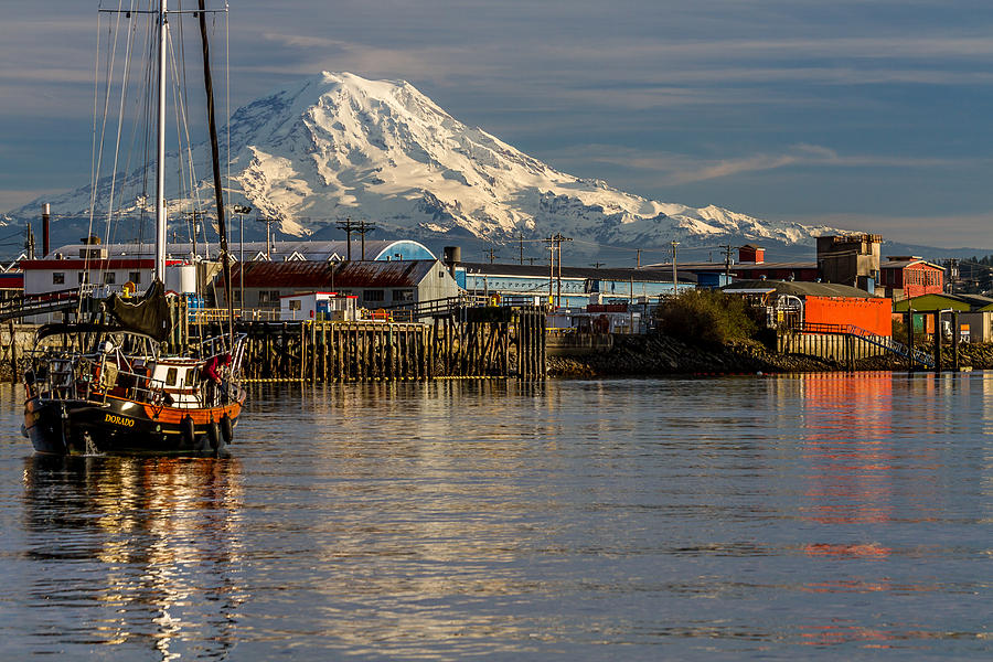 Thea Foss Waterway and Rainier 1 Photograph by Rob Green