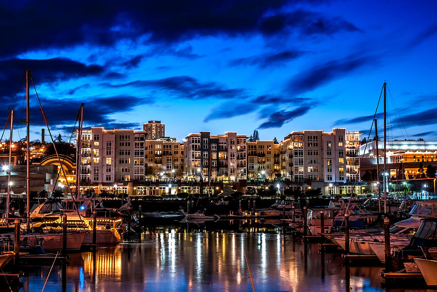 Theas Landing and Waterfront at Night Photograph by Rob Green