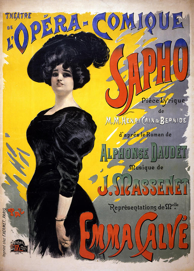 Theatre De Lopera Comique Sapho - Arts Poster - Vintage Advertising Poster Mixed Media
