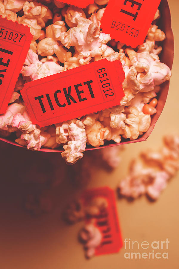 Theatre tickets in popcorn box Photograph by Jorgo Photography