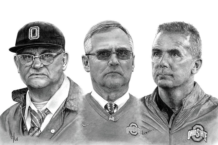 Football Drawing - Thee Coaches by Bobby Shaw