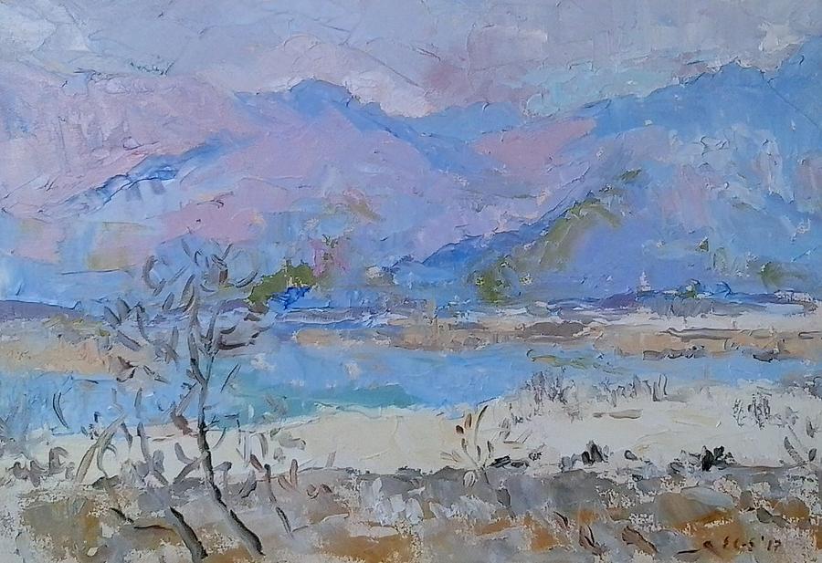 Theewaterskloof Dam in a Drought Painting by Elinor Fletcher