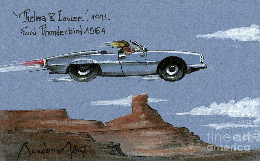 Thelma n Louise Thunderbird #11 Painting by Alain BAUDOUIN ABmotorART