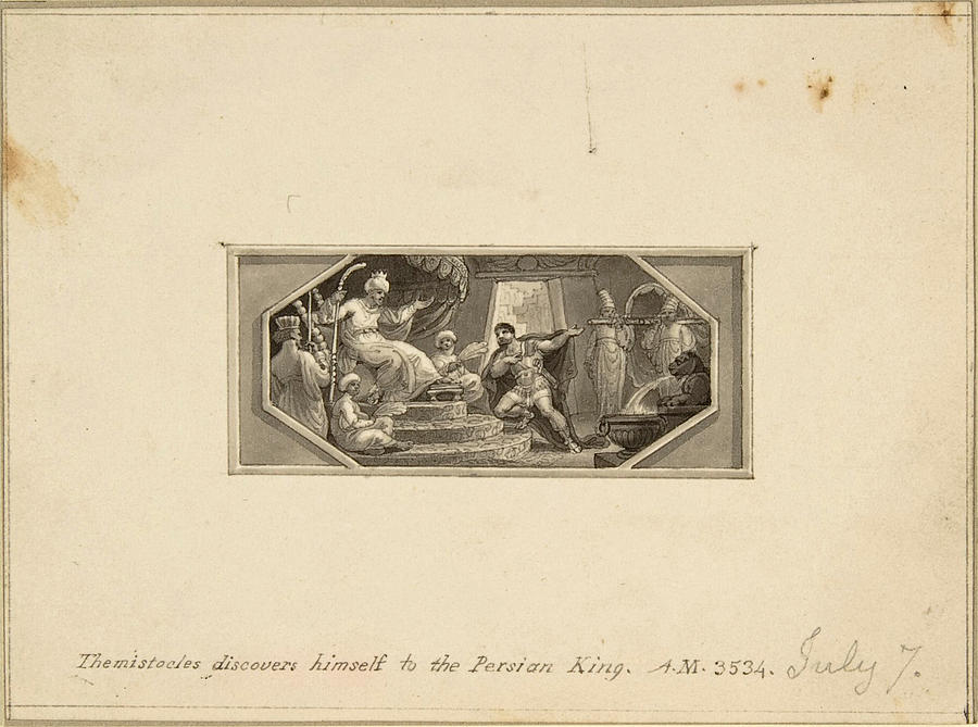 Themistocles discovers Himself to the Persian King   Drawing by Edward Francis Burney