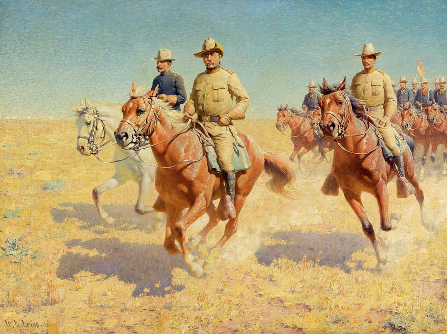 Theodore Roosevelt Painting - Theodore Roosevelt and the Rough Riders by William Robinson Leigh
