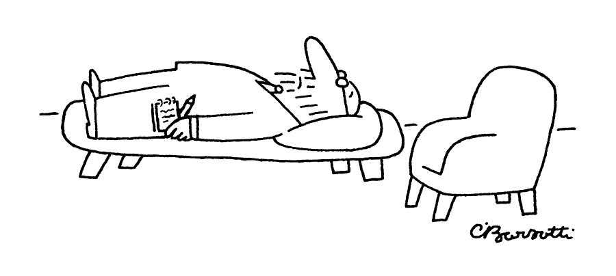 Therapist on Couch Drawing by Charles Barsotti