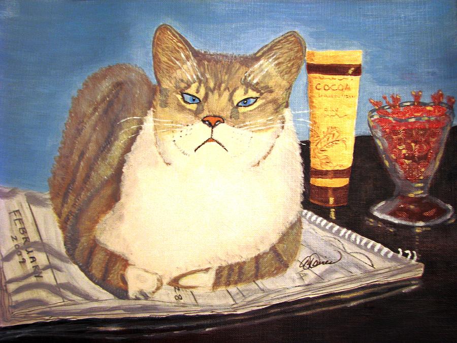Therapy Cat Painting by Angela Davies