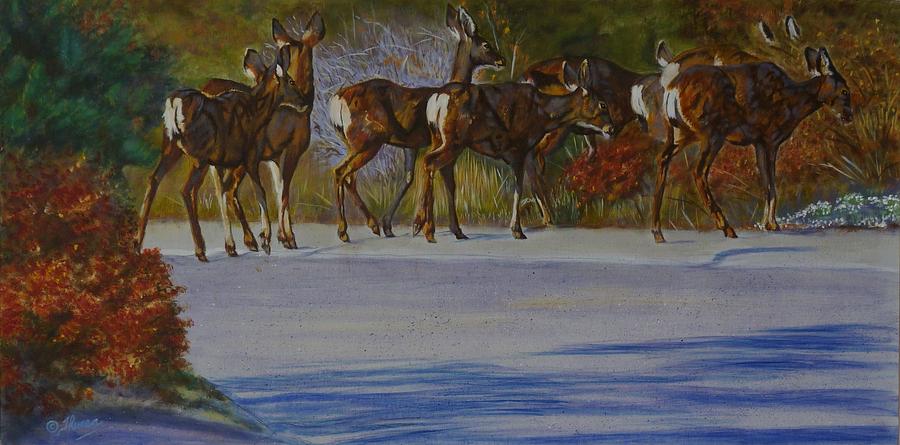 Deer Painting - There Goes the Neighbourhood by Theresa Eichler