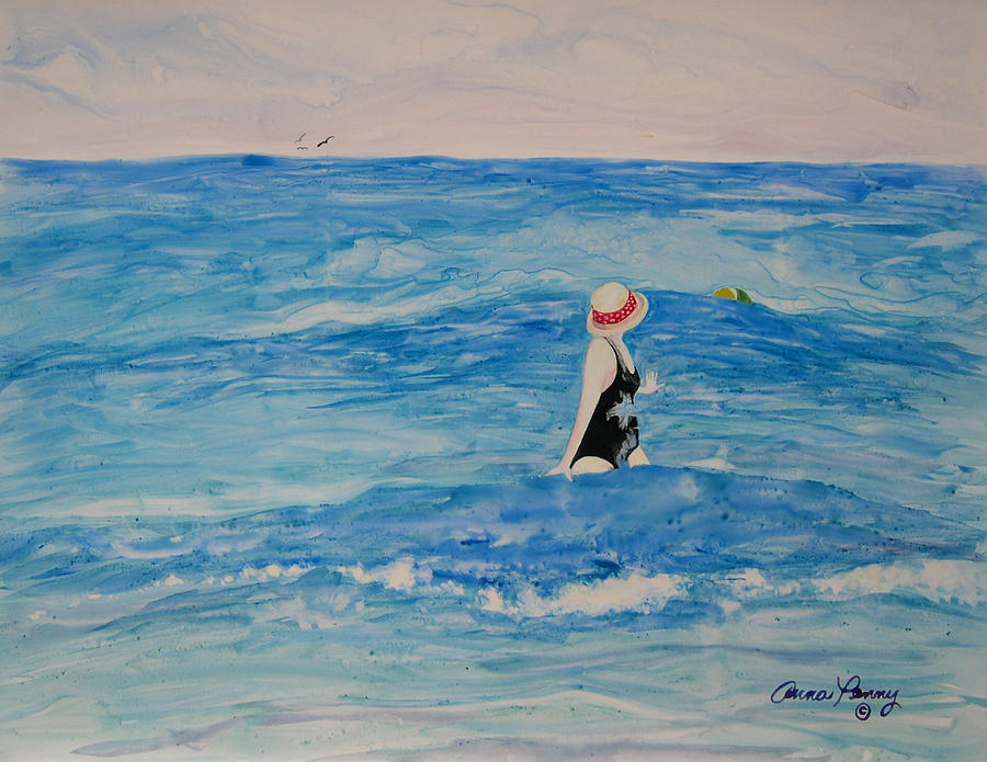 Beach Painting - There She Goes by Anna Penny