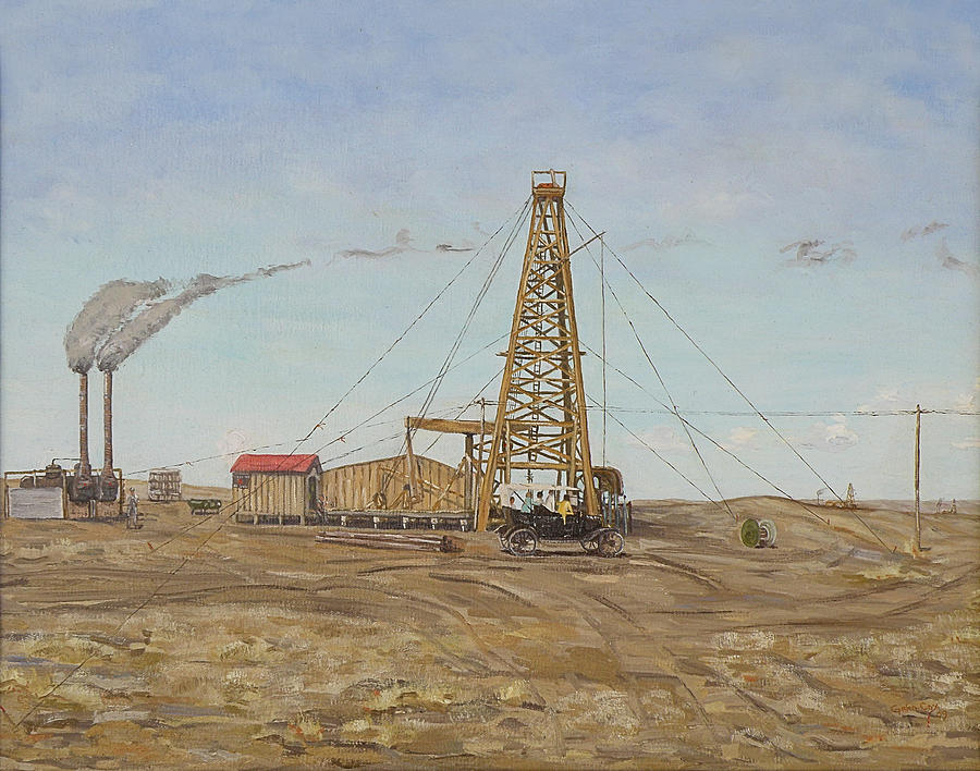 Old Oil Well Painting - There wont be Blood by Galen Cox
